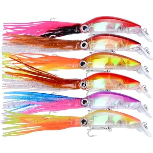 6Pcs Squid Lures Octopus Fishing Lure 12CM 22G Peche Hard Bait Pesca Bass Pike Fishing Tackle With Tentacles Leurres
