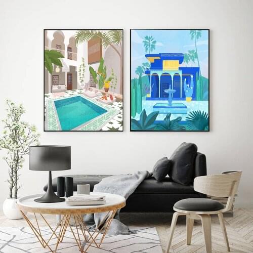 5D DIY Diamond Painting Morocco Full Diamond Mosaic Travel Poster Marrakech Riad Garden Majorelle Cross Stitch Kit Home Decor