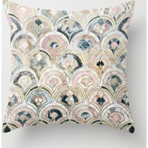 Art Deco Marble Tiles In Soft Pastels Cushion Cover Decorative Pillow Cover Case Seat Car Home Decor Throw Pillowcase Decoration