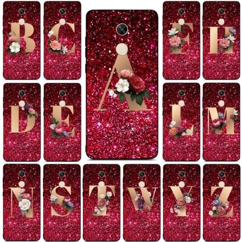 FHNBLJ Flower 26 English Name Letters Custom Initial Phone Case for RedMi note 4 5 7 8 9 pro 8T 5A 4X case