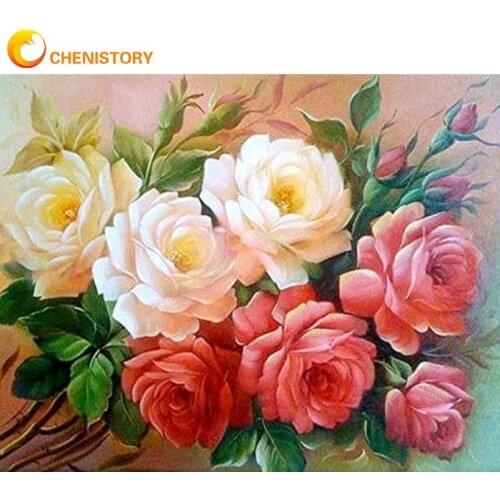CHENISTORY 5D Diamond Painting New Arrivals Peony Flowers Rhinestones Diamond Embroidery Sale Pictures Of Rhinestones Mosaic Dec