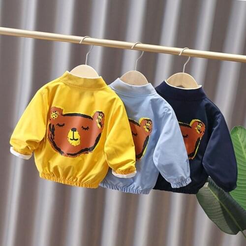 2021 Children Solid Coats Girls Clothes Cartoon Bear Girls Boys Jackets Coats Toddler Kids Jacket Outwear Baseball Windproof