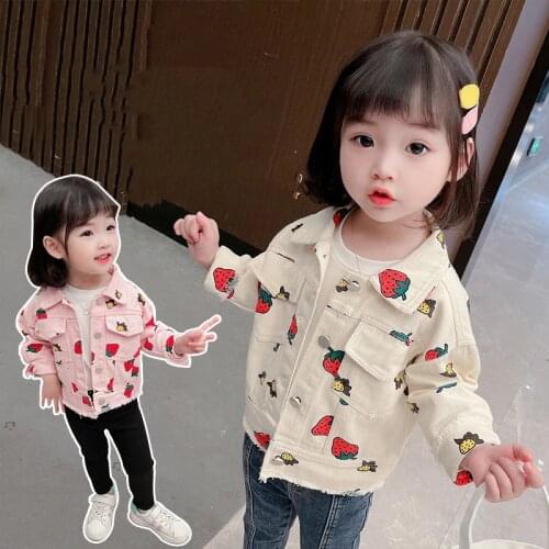 Girls Babys Kids Coat Jacket Outwear 2021 Strawberry Spring Autumn Overcoat Plus Size Top Cardigan Toddler Childrens Clothing