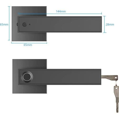Tuya F180 Electronic Smart Lock Semiconductor Biological Fingerprint Handle Lock with Keys for Home Office Bedroom Smart Home