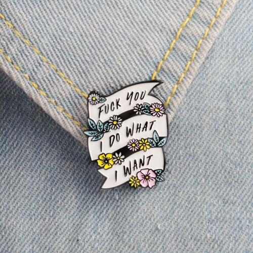 European and American Explosions Jewelry Fashion Personality Cartoon Plant Flower Lettering Alloy Drop Oil Brooch Shirt Badge