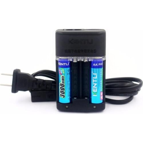 KENTLI 2pcs1.5v AA battery3000mWh AA rechargeable li-ion polymer lithium battery + Intelligent Fast Charger