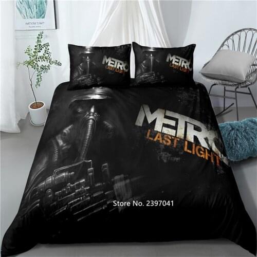 High Definition Digitally Printed Metro Pattern Bedding Set for Student Adult Bedroom Decor with Black Covered Pillowcases