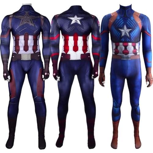 Superhero Captain Cosplay Costume Adults Kids Zentai One-Piece Suit Unisex Steve Rogers 3D Printed Halloween Bodysuit
