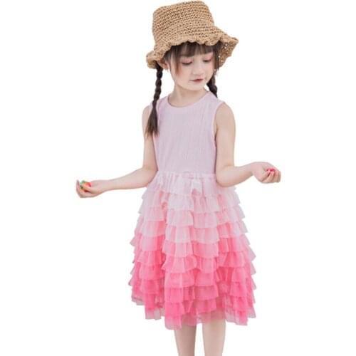Summer Dress For Girls Tiered Girls Party Dress Kids Mesh Children Party Dress Casual Style Girls Costumes Kids