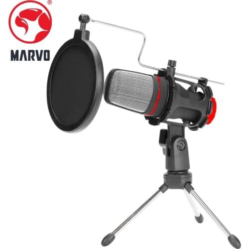 Marvo MIC-02 Studio Microphone Classic Fashionable Design High Fidelity Low Distortion 50 KHz For Windows 7 Or Newer