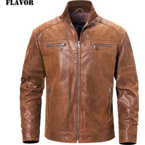 New Mens Genuine Pigskin Leather Motorcycle Jacket Natural Leather Jacket