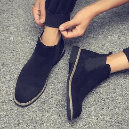 Winter New Martin Mens Boots England Chelsea Boots Warm Cotton Shoes Snow Cotton Leather Boots For Male