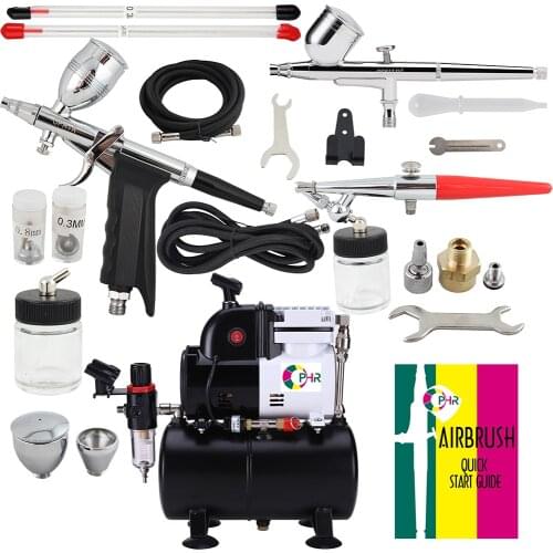 OPHIR 3 Airbrush Kit & Professional Spray Air Brush with Compressor & Tank for Craft Hobby Paint_AC116+004A+050+069
