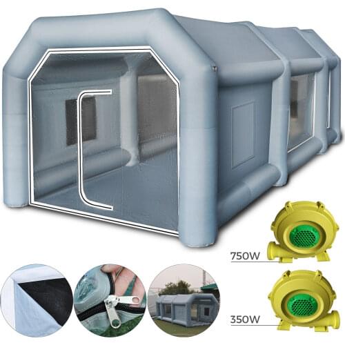 26 x 13 x 10Ft Inflatable Spray Booth Tent Inflatable Paint Car Paint Booth Giant Workstation 210D Oxford Fabric with 2 Blowers