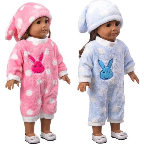 2021 New Pattern Clothes Rabbit Plush Doll Suit Fit 18 Inch American&43cm Baby New Born Doll Clothes Accessories