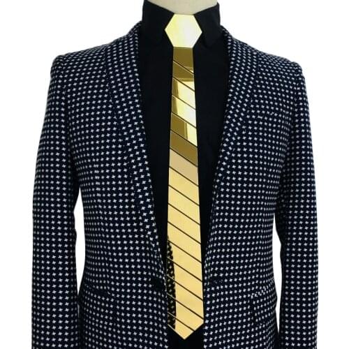 NEW ARRIVAL Acrylic Gold Mirror Tie Geometric Model Handmade Fashion Slim Ties Neckties