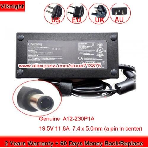 Genuine 230W 19.5V 11.8A 7.4 x 5.0mm A12-230P1A AC Adapter for MSI GT72S G752VY GE63VR ADP-230EB T A230A006L A230A011L Laptop