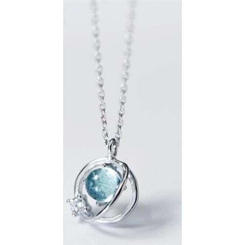 925 Sterling Silver Planet Necklace For Women Girls Temperament Fashion Sweet Simple Jewelry DZ815