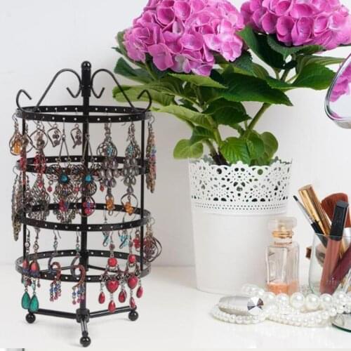 4 Tier Earring Display Tower Earrings Necklace Ring Jewelry Display Stand Holder 144Hole Organizer Rotating Racks Organizer