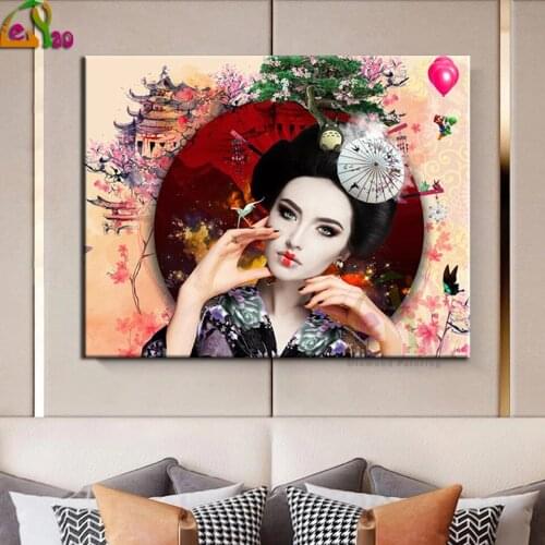 Full Square round drill Diamond painting japan classical beauty Diamond embroidery Japanese singer, geisha Cross stitch decor
