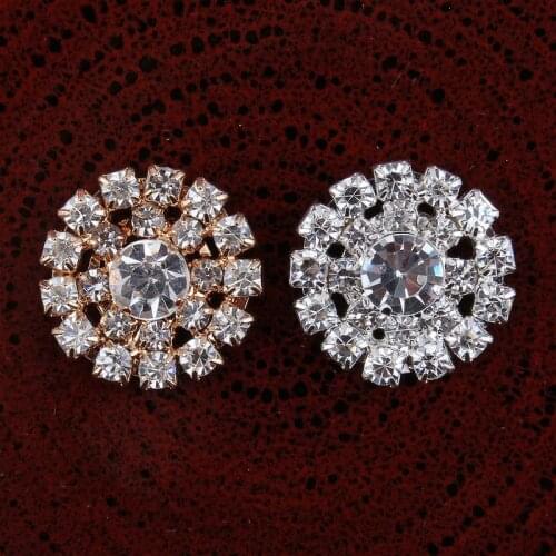 200pcs/lot 19MM 2 Colors Fashion Mini Bling Rhinestone Button For Wedding Handmade Metal Crystal Buttons For DIY Flower Headwear