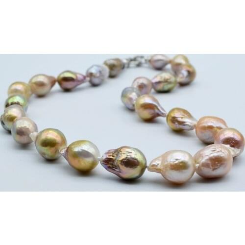 Rainbow Pearl Necklace, Unique Colored Baroque Pearl, Short Necklace, Lady Jewelry, Gift Selection