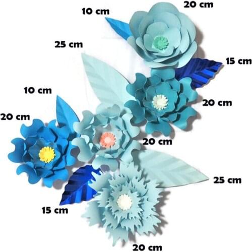 Handmade Blue Rose DIY Paper Flowers Leaves Set For Party Wedding Backdrops Decorations Nursery Wall Deco Video Tutorials