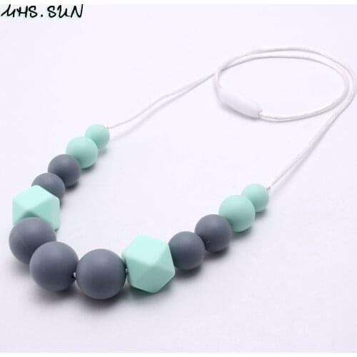 MHS.SUN silicone bead necklace baby chewable teething nursing jewelry food grade teether necklace for mommy Dropshipping