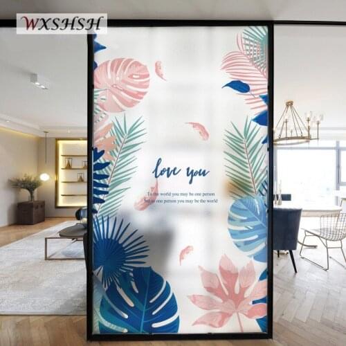 Tropical Leaf Static Cling Window Film Custom Size Private Frosted Stained Glass Sticker For Home Office Restaurant Decoration