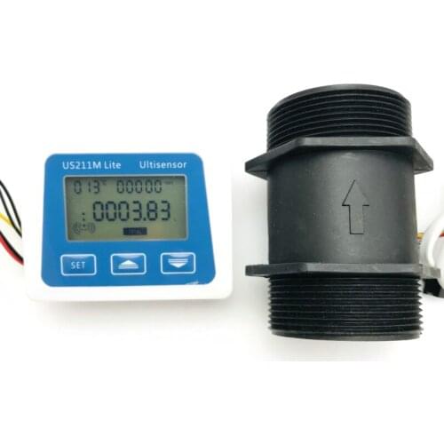US211M Lite USN-HS20TA 10-300L/Min 2 Inch Digital Flow Meter Flow Reader Compatible with All Our Hall Effect Water Flow Sensor