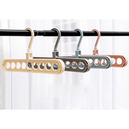 Magic Multi-port Support hangers 9Holes for Clothes Drying Rack Multifunction Plastic Clothes rack drying hanger Storage Hangers