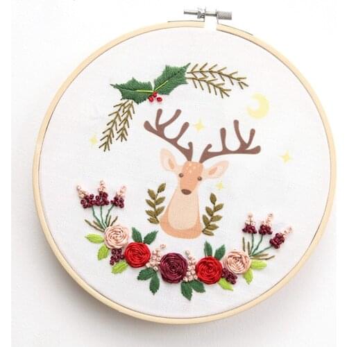 Animal Theme Unfinished Embroidery Kit Flowers Plant DIY Embroidered Sewing Cross Stitch Set Thread Tools Package Home Decor