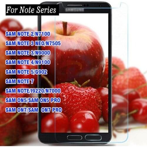 Premium Tempered Glass Explosion-proof Screen Protector for Samsung Galaxy Note 2 3 4 5 7 On5 On7 Protective Film Guard 500pcs