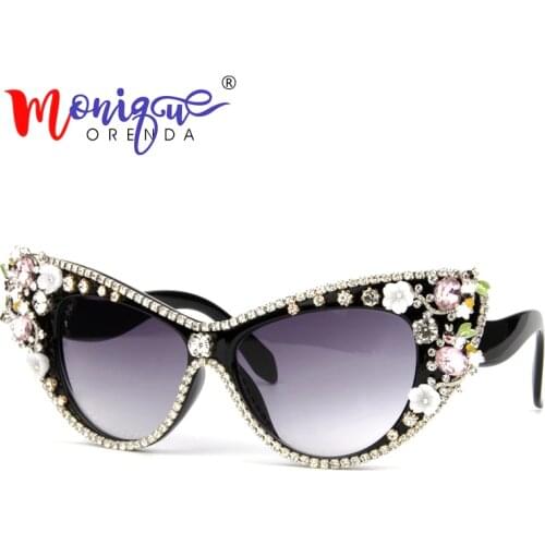 2018 Oversized Sunglasses Women Luxury Brand glasses Jewelry Decoration Cat Eyes Sunglasses Vintage Shades Eyewear Oculos
