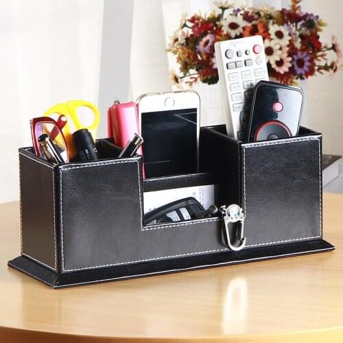 1PCS Chen Bailian classic coffee color leather double pen multifunctional office gift style Korea creative