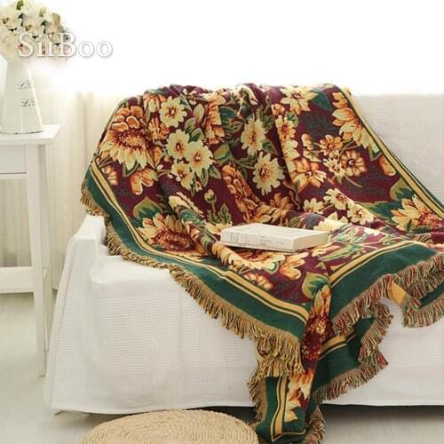 100%Cotton sofa towel Gerbera duplex print sofa/chair blanket slip-resistant vintage sofa cover throws Free ship170*230CM SP2228