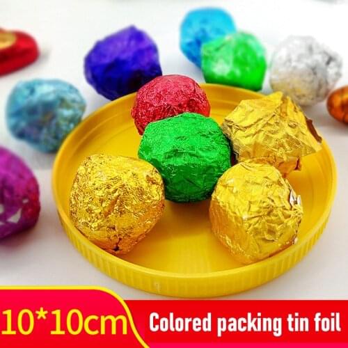 100Pcs DIY Food Aluminum Foils Paper Square Candy Package Chocolate Cookie Wrappers Party DIY Embossing Gift Packaging Paper