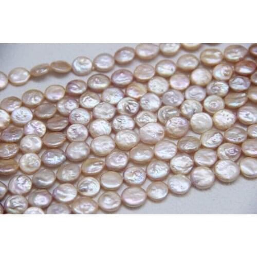 12-13mm Big Size Button Shape Loose Pearl Necklace Real Pearl Strand String 38cm Long DIY Jewelry Necklace/Bracelet