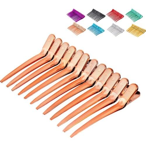 12pcs Stainless Steel Reflective Duckbill Hair Clip Grip Hairdressing Clamp Hair Clip Hairdressing Styling Accessories Hairpin