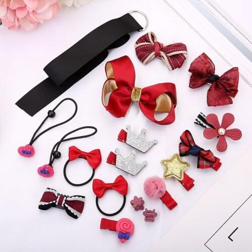 18Pcs / Set Child Hair Accessories Set Baby Birthday Gift Box All Inclusive Fabric Hair Accessories