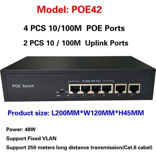 4CH 48W Network POE Switch With 10/100Mbps IEEE 802.3 af/at Over Ethernet IP Camera/ Wireless AP/ CCTV Camera System