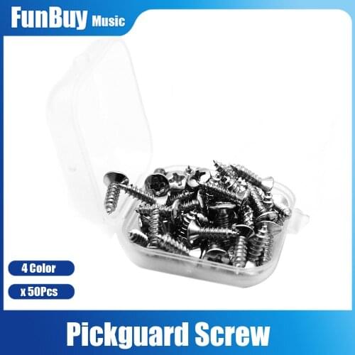 50pcs 3*12mm Guitar Bass Pickguard Mounting Screws Silver/Black/Gold Gun Color Screw for ST TL LP SG Guitar with Box