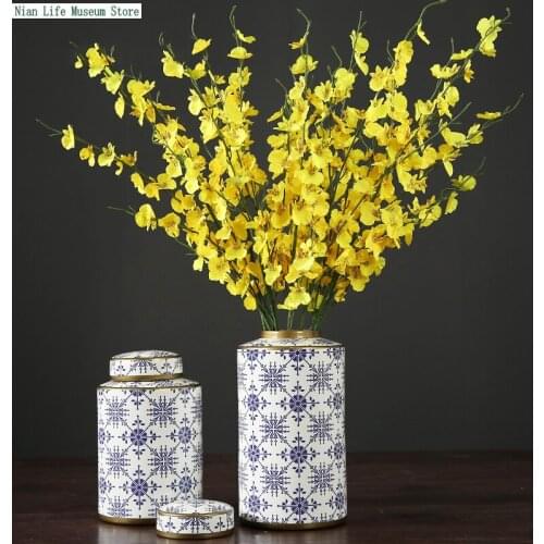 American Modern Vases Ceramic Decoration Gilded Storage Jars Home Living Room Decoration Accessories Classical Interior Decor