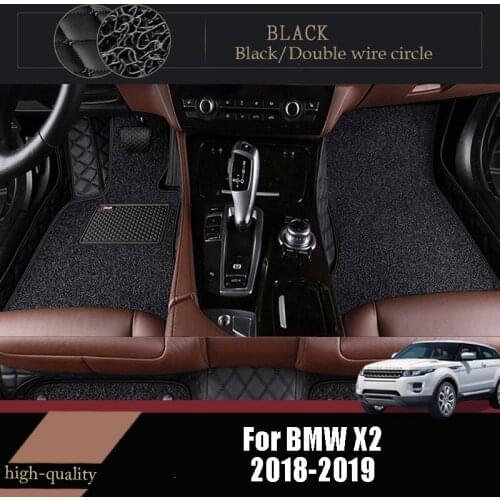 Car Floor Mats For BMW X2 2019 2018 Carpets Luxury Double Layer Wire Loop Auto Interior Accessories Protector Custom Leather
