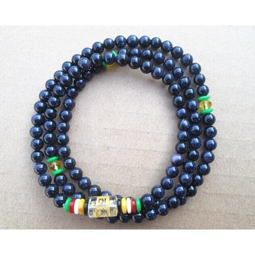 Free Delivery of 108 Buddha-pearls Six-character True-word Hand Strings of Tibetan Jewelry Natural Blue Sand Bracelet