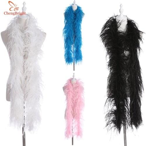 Chengbright High Quality 6Layers Natural Ostrich Feather Boa Stage Performance Clothing Accessories Decoration Diy White Feather