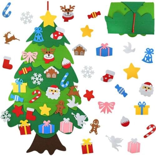 Kids DIY Felt Christmas Tree Christmas Decoration for Home decorative New Year Gifts Christmas Ornaments Santa Claus Christ Tree