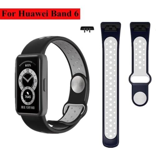 Breathable Strap For Huawei Band 6 Double Color Soft Silicone Replacement Bracelet for Huawei Band6 Smart Watchband Straps