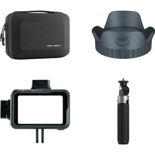 PGYTECH OSMO ACTION Camera Vlog Set Extension Pole Desk Tripod Camera Cage Camera Lens Hood Carrying Case for DJI OSMO Action
