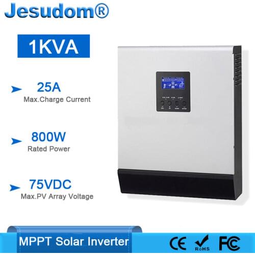Mppt Hybrid Inverter 1000VA 800W 24VDC to 230VAC 50/60HZ Solar Power Inverter With Built-in 25A Solar Charge Controller